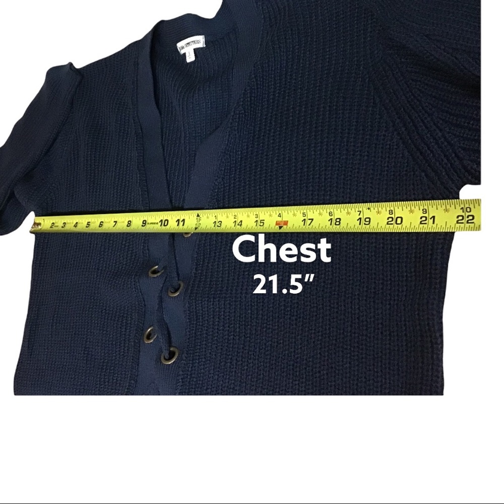 Navy Blue Lace Up Chunky Sweater sz Small NEW Boutique item - Picture 3 of 7